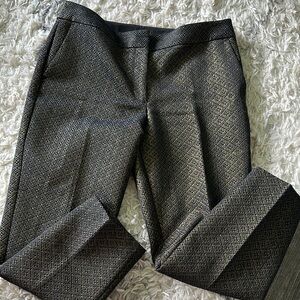 LOFT Blue and Gold Patterned Cropped Pants